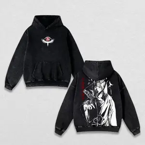 Akatsuki Red Cloud Graphic T-Shirt & Hoodie – N@rut0 Vintage Washed Oversized Cotton Tee, Double-Sided Manga Streetwear Unisex Gift 0C3