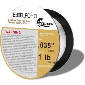 Gasless Flux Cored Welding Wire Stainless Steel E308LFC-O 035-Diameter 1 Pound Spool Silver Package of 1
