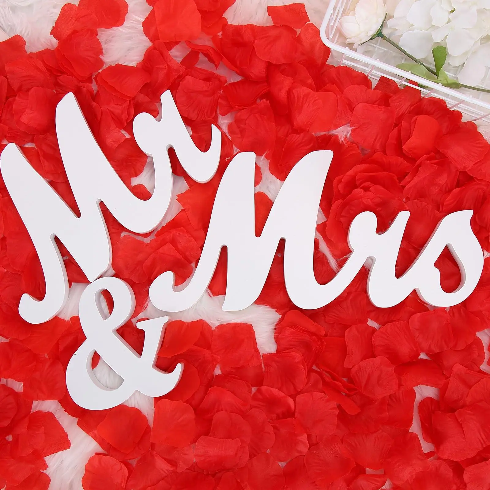 Large Elegant Freestanding Mr and Mrs Wooden Sign - White, Outdoor Furniture Decor for Sweetheart Table, Anniversary Centerpiece, Gift, Prop