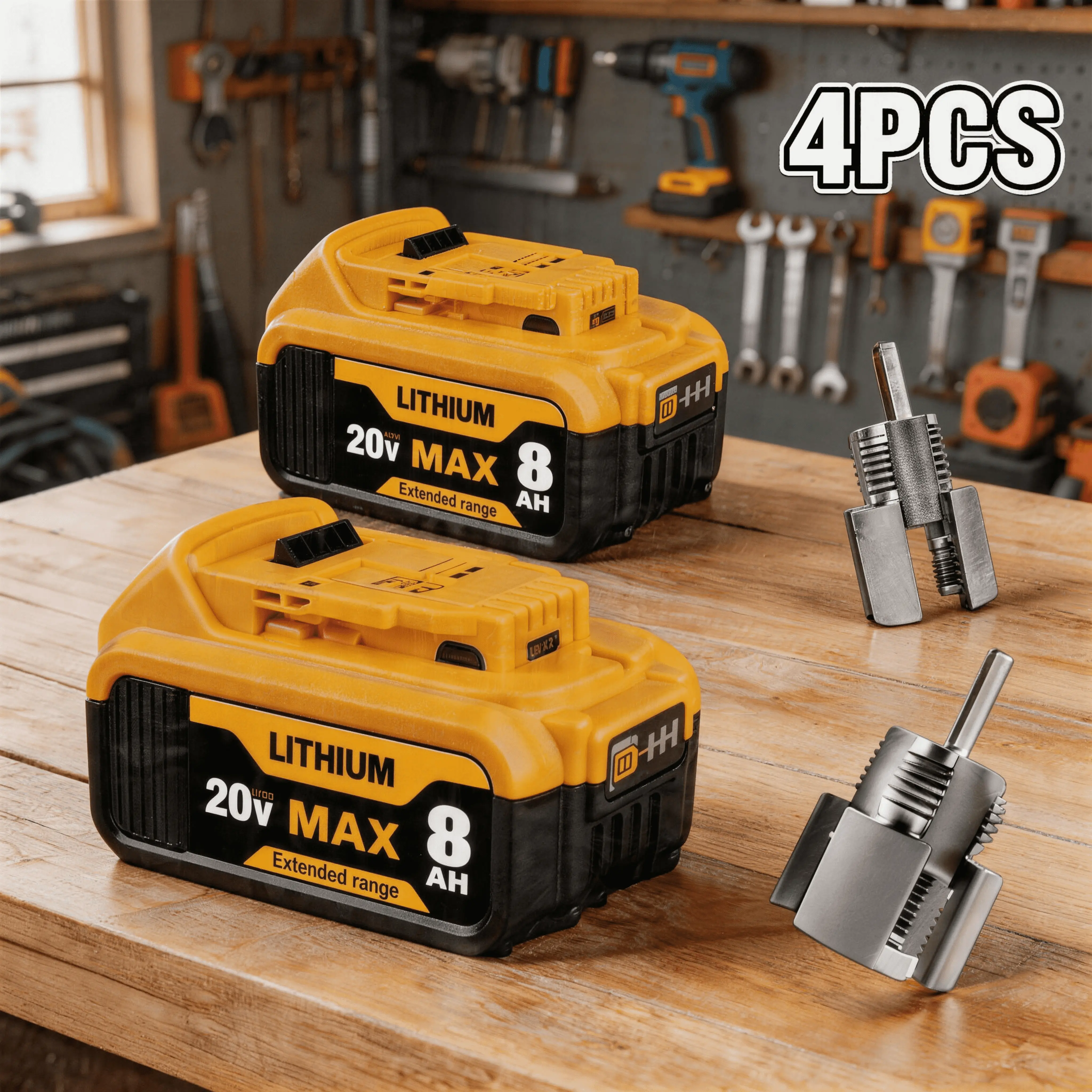 [ Buy 1 Get 3 ] Lithium Battery 20V 8.0Ah Plastic Tube Thread Machine Battery Pack High Capacity Excellent Compatibility Extended Range DCB200 DCD/DCF/DCG/DCS Series Lithium-Ion Replacement Battery High Capacity Cordless Power Tool Battery Cordless Tool B
