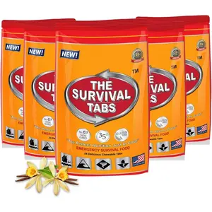 120 tabs Snack Food for 10 Days Emergency Survival MREs Meals Ready-to-eat Bugout for Travel Camping Boating Biking Hunting Activities Gluten Free and Non-GMO 25 Years Shelf Life - Vanilla Malt Flavor