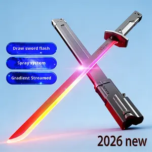 DKD SparkBlade Samurai   Toy Cyberpunk Katana - 31.5" Light-Up Propfor Cosplay, Interstellar  Samurai Sword with Spark & Fog Effect, 8-Color  Modes & Sound，Durable CollectibleItem US In Stock, Perfect Easter Gift Lightsaber LED
