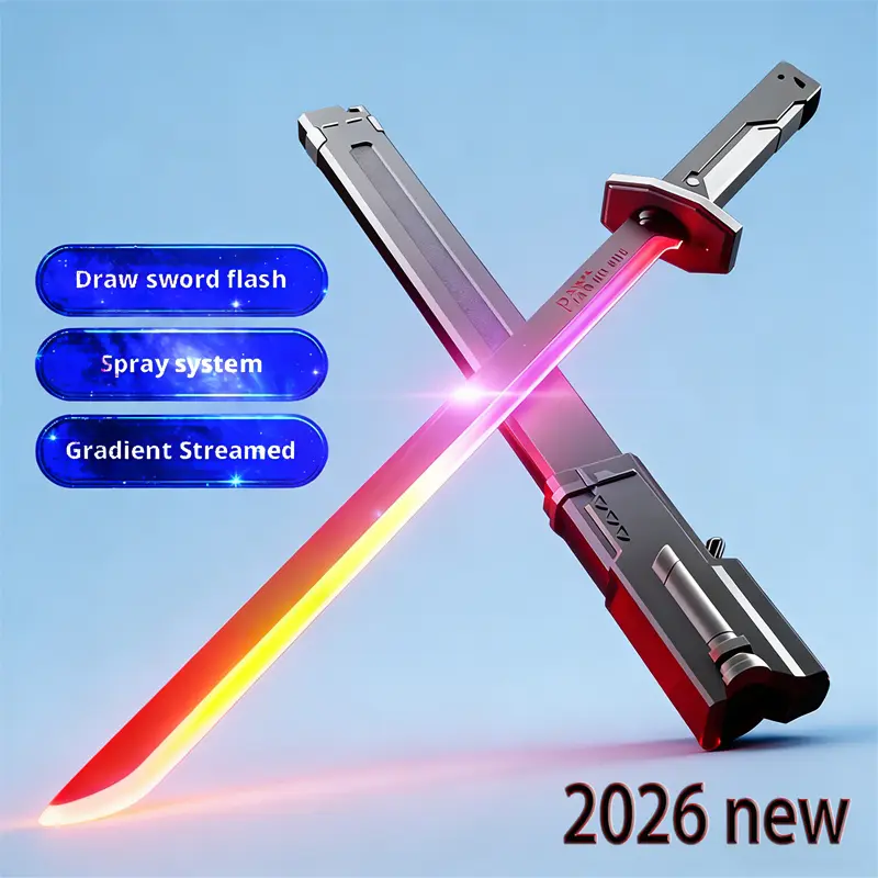 DKD SparkBlade Samurai Cyberpunk Katana Toy - 31.5" Glowing Blade Sword, Collectible Interstellar Samurai Sabre with Spark & Fog Effects, 8-Color LED Modes & Sound, Durable Lightsaber Stick Sword, US In Stock Easter Gift