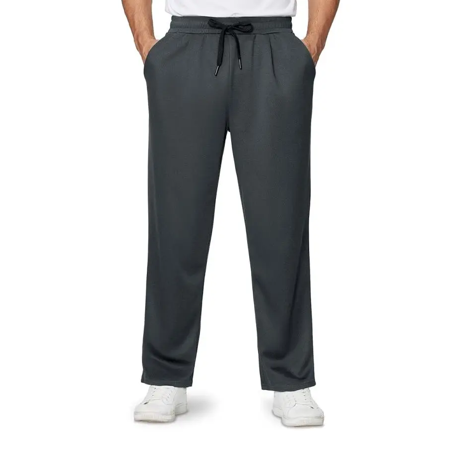 4-Pack Men's Loose Fitting Casual Pants for Fall Relaxed Fit Oversize Clothing Comfortable Drawstring Lounge Pants with Pockets Workout Stylish Black And Deep Gray, Beige FathersDayGift