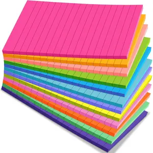 (12 Pack) Lined Sticky Notes 4x6 Inch, 12 Bright Colors - Sticky Note with Lines,  Adhesive & No  - Large Sticky Notes Thick Paper, for Office School  Organization 30 Sheets/Pad