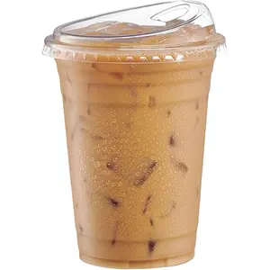 [16 oz. - 50 Sets Crystal Clear Plastic Cups With Strawless Sip-Lids