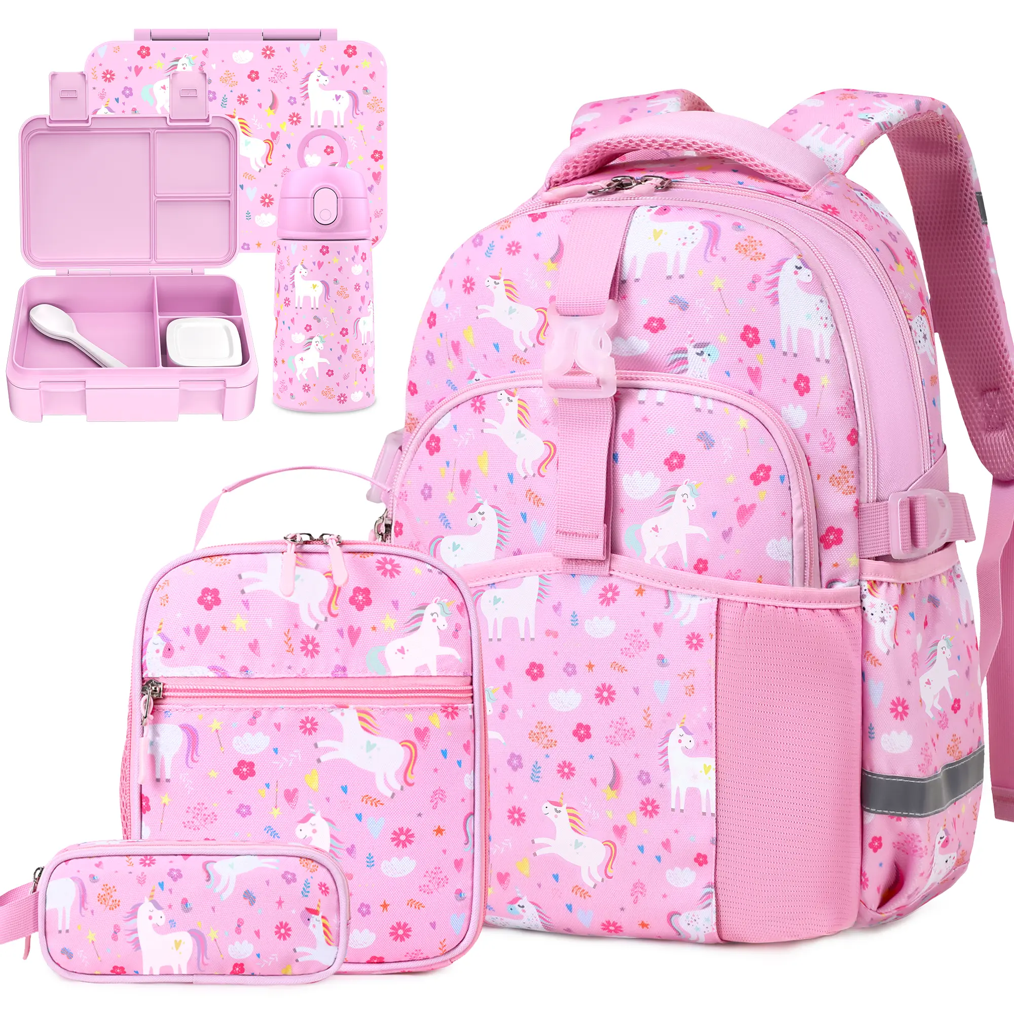 Similove Kids Backpack for Girls Boys 4-8, Toddler Backpack with Optional 34OZ Bento Box & 13OZ Water Bottle, 15in School Bookbag with Lunch Bag Pencil Case for Preschool Kindergarten Elementary School Bag backtoschool