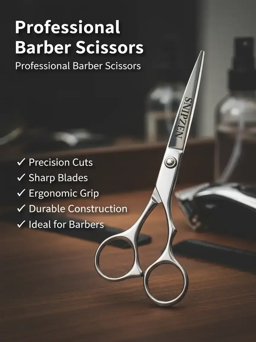 SNIPZEN 6.5-Inch Professional Barber Stainless Steel Hair Cutting Shears - Razor-Edge Blades, Smooth Handle, Durable Salon Tool, Heatless Haircare, Precise Styling Cuts (Single Item for Adults) Hair Cutter Daily