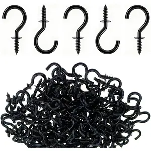 1/2 Inch Small Screw Hooks, 120 Pcs Rust-Resistant Coated Steel Mini Twist-in Hooks for Hanging Plants, Lights, Ornaments, Jewelry – Indoor & Outdoor Use (Black)