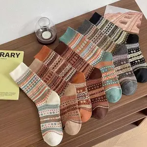 Retro Thick Mid-Calf Slouch Socks Autumn/Winter Double-Layer Double-Needle Cozy Vintage Crew Socks American-Style Warm Casual Socks for Women & Men Womenswear Fashion Breathable Soft Material