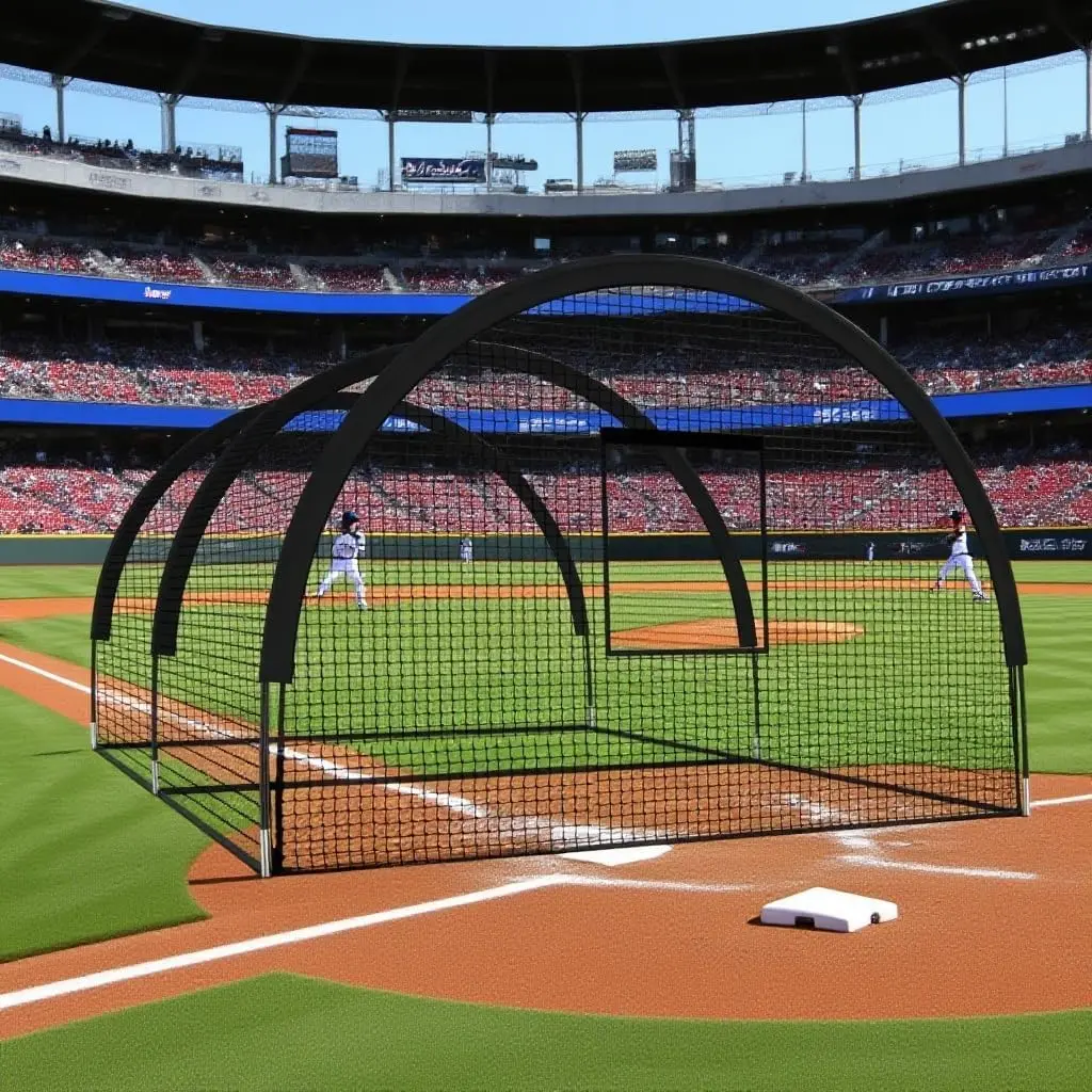 Stop Chasing Balls! Heavy-Duty Batting Cage 32ft – Multi-Sport Practice Net for Baseball, Softball & Golf – Easy Setup for Backyard or Field Training ✨