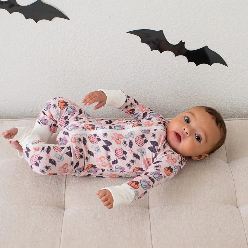 Bestaroo Convertible Coverall Baby Romper – Soft Bamboo Viscose, 2-Way Zipper, Snug Fit, Fun Flower & Bat Prints, Cozy, Cute, All Sizes