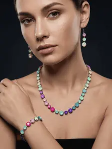 Dopamine Prismatic Crystal Jewelry Gift Set - Gift Ready - Mother's Day | Birthday Gift - 18K Gold-Plated | Rhodium-Plated Magnetic Clasp - Versatile Spring/Summer Accessories for Women | Party Looks | Date Night Accessories