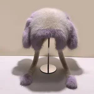 New Autumn Winter Fashion Hat for Women Large Head Circumference Cute Rabbit Ear Protection Lei Feng Hat Adult Hat