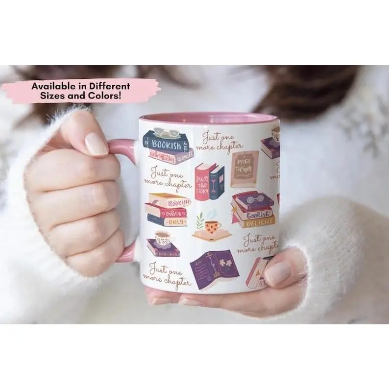 [Sale Up To 50%] Just One More Chapter Mug Girls Book Club Gift Worm Gift Reader Mug Book Lover Gift Reading Mug Librarian Teacher Nerd Gift Coquette Book 11oz ceramic accent mug