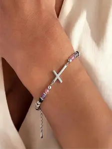 Christian Cross Bracelet for Women & Teen Girls, Anxiety Relief Faith Jewelry, Easter Confirmation First Communion Gifts, Dainty Healing Crystal Bead Bracelet