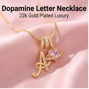Hypoallergenic Nickel-Free Adjustable Single Initial Letter Necklace, Valentine's Day Gift for Women; Cross-Layered Stainless Steel Couples Bracelet Set