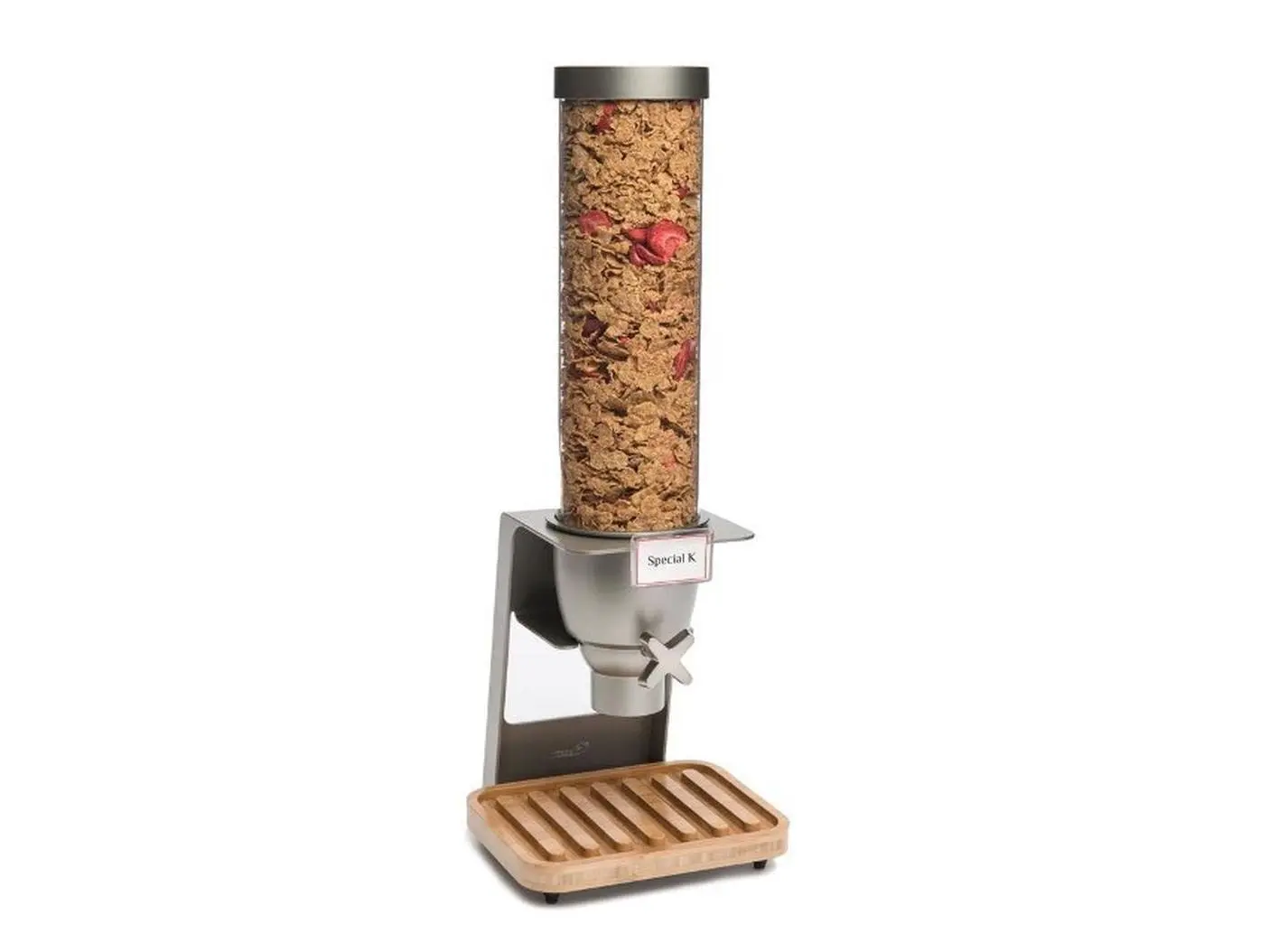 Rosseto Serving Solutions EZ545 Single Container Table-Top Cereal Dispenser with Bamboo Tray- 1.3 Gallon