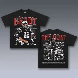 [SALE Up To 50% Off] Tom Brady Graphic Tee, Y2K Crew Neck Streetwear T-Shirt, Unisex Crew Neck Tee, Vintage Football Graphic, Sports Player Bootleg Premium Style, Casual Cotton Fit 2 Sided