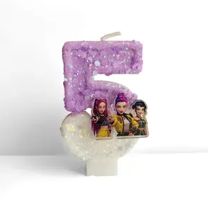 2026 Anime 0-9 Number Candles Cute 3D Page Cartoon Character Children's Party Cake Decorations Birthday Cake Accessories Gift Cake Decorating