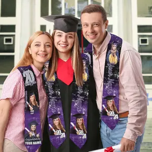 Custom Graduation Stole with Photos – Personalized Grad Sash, School Colors Stole, Custom Text Stole, Unique Class of 2025 Gift
