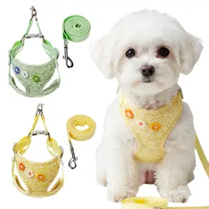 Three-dimensional Printed Puppy Leash Set with a Durable Metal Quick-release Buckle Cat Harness, Soft, Skin-friendly, Breathable Vest for Puppies and Cats, Adjustable Size Suitable for Small to Medium-sized Dogs or Cats