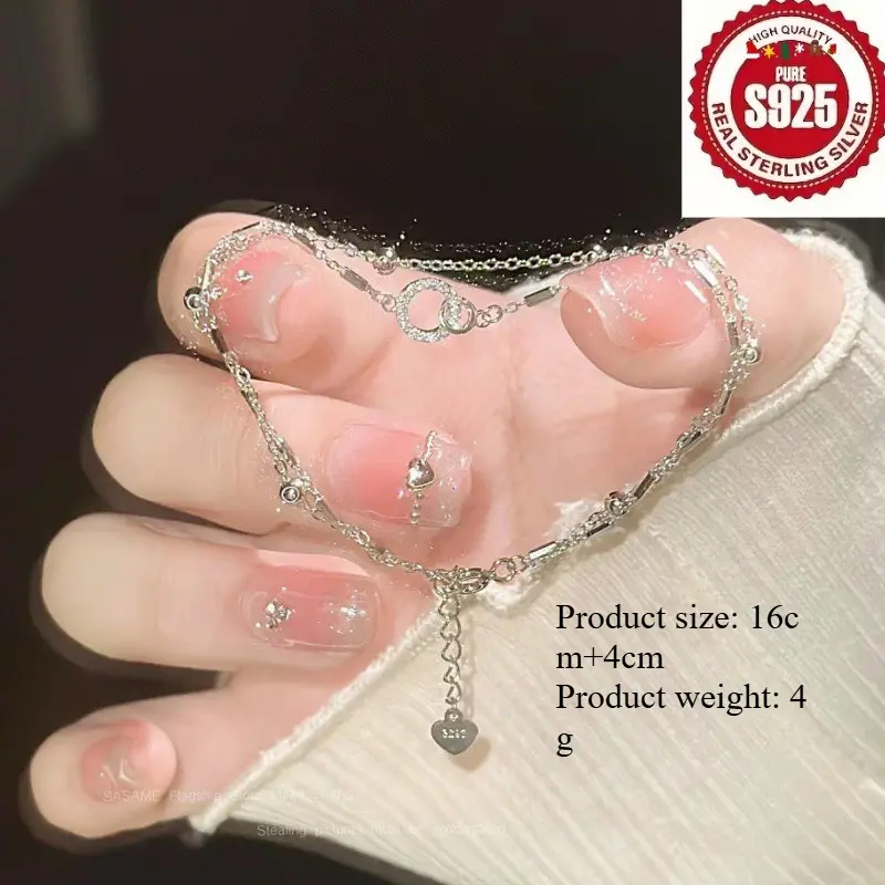 Classic 925 Sterling Silver Bangle Bracelet for Women, Elegant Non-Fading & Antiallergic Jewelry for Daily Wear or as a Valentine's Day Gift, Antiallergy, Exquisite Bracelet