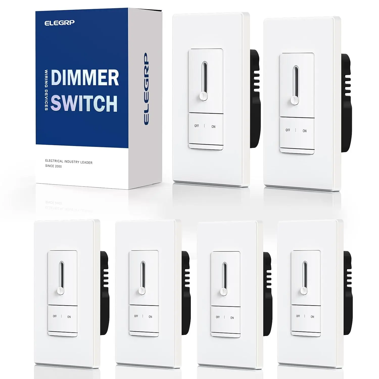 Slide Dimmer Light Switch, Universal Dimmable LED Lighting Control, Single Pole or 3 Way Dimmer Switches for Led Lights, Wall Plate Included, UL Listed, 6 Pack, Matte White