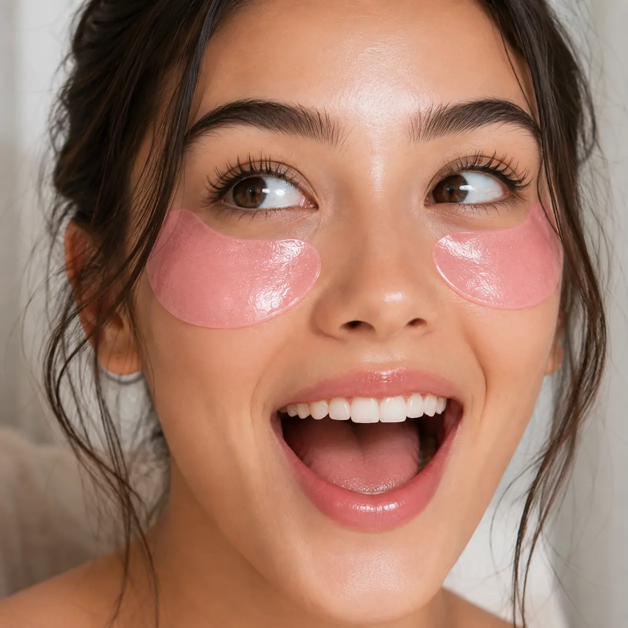 Pure Essential Cosmetics Pink Hydrogel Under Eye Patches with Niacinamide, Caffeine, PDRN - Hydrating, Brightening, Depuffing, Relaxation - 30 Pairs for Lip Gloss & Makeup Prep