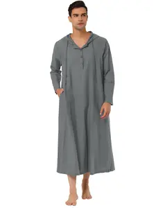INSPIRE CHIC Men's Nightshirt Long Sleep Shirt Hooded Loungewear Nightgown Pajamas