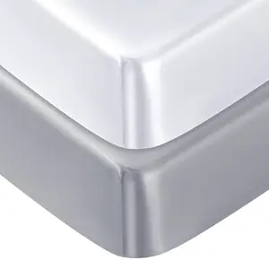 2 Pack Satin Soft  Sheet  for  with  Hair Silky  Sheet White and Gray Unisex 52''x28''x8'' Fitted Sheets