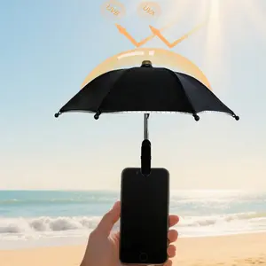 Phone Holder Umbrella, Outdoor Waterproof Sunshade with Phone Stand, UV Protection Mini Umbrella, Suitable for Light Rain, Travel Essential