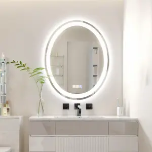 20X28 inch Oval LED Bathroom Mirror with Lights, Anti-Fog, 3 Colors Temperature Dimmable, Lighted Mirrors for Bathroom Wall with Memory Function, , Shatter-Proof