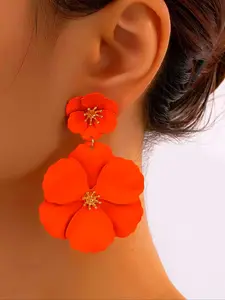 Flower Design  Earrings, Fashionable Jewelry for Women, Trendy All-match & Exquisite Jewelry for Birthday Gift, Statement Earrings