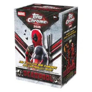 2025 Topps Deadpool blaster. 7 packs per box, 4 cards per pack. Find Marvel Comics cards. Find 2 exclusive parallels per box.