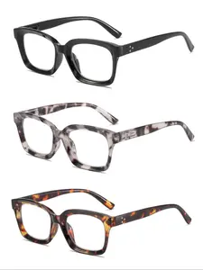 Anti-blue Light Stylish Trendy Square Frames Eyewear for Everyday Use (2/3 Pairs), Basic Design Flat Frame Fashion Trendy Casual Eyeglasses for Women & Men, Work, Daily Clothing Decor, Quality Eyeglasses, Fashionable Frames Glasses