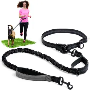 Hands Free Dog Leash with Reflective Stitches - Waist Leash for Dog Walking, Hiking, Training, Jogging, Canicross, Running - for Medium & Large Breeds, No Tangle Leash
