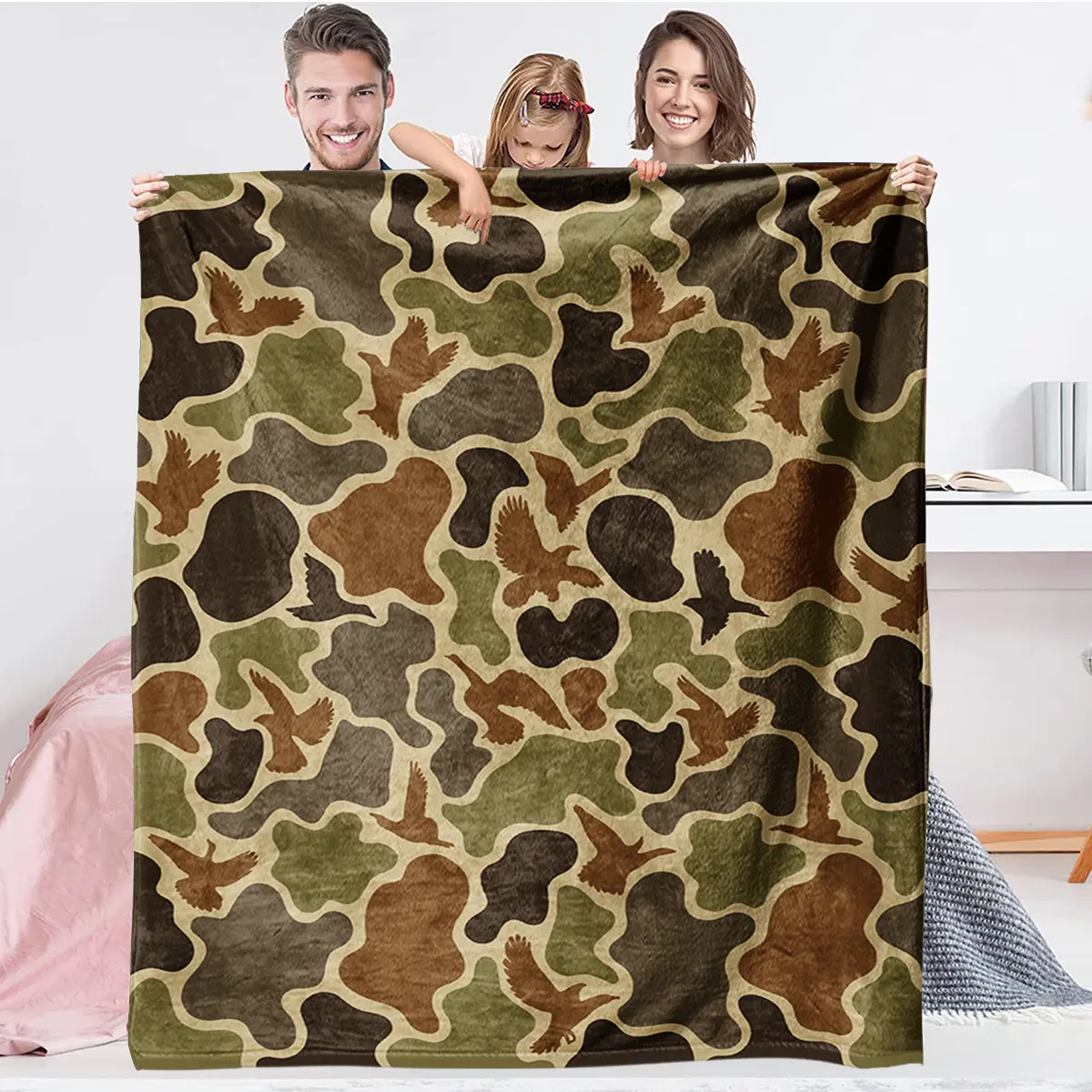 1 Piece Printed Blanket with Camouflage Pattern, Comfortable Gift Blanket Fabric Soft, Warm, Soft Cozy Blanket, Suitable for Bed, Sofa, Travel Blanket, Soft Comfy Blanket, Blankets for Sofa