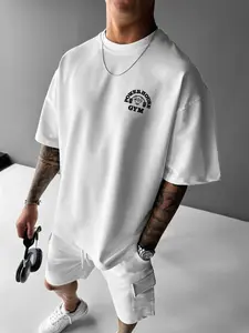 Powerhouse Gym Printed Round Neck Men's T-Shirt, Casual Street Wear Fashion Comfortable Lightweight Polyester Tee for Relaxed Everyday Wear