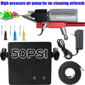 Adt-T001a Air Compressor Spray Set, 40-50 Psi High Pressure, No-Clean Spray Pens, 0.2/0.3/0.5mm Nozzles, Ideal for Painting, Model Making, Cake Decoration