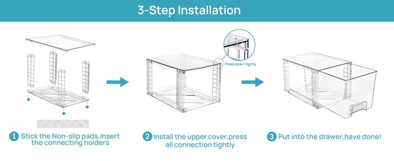 [Live Only] Vtopmart 6-8 Pack Transparent Stackable Drawer Organizer for Kitchen, Pantry, Makeup, Bathroom Storage Bins, Christmas Hauls