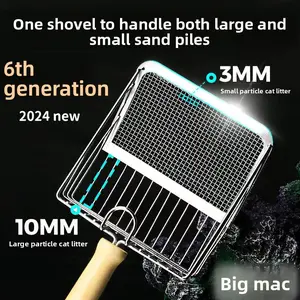 Cat Litter Scoop Fine Hole Large Metal Stainless Steel Bentonite Mineral Poop Scoop Magic Tool for Cats Pet Grooming Cleaning Supplies