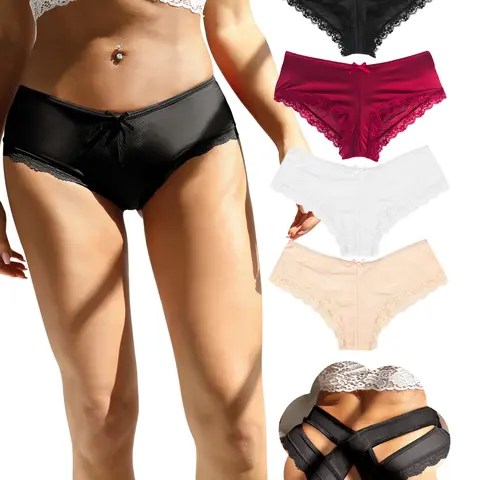 Women Criss Cross Underwear Seamless Bikini Naughty Panty Brief Thong Cheeky Soft Comfy Breathable Panties for Summer Daily Wear Underwear for All Seasons Fitted Panties Collection Womenswear Lady Bottom