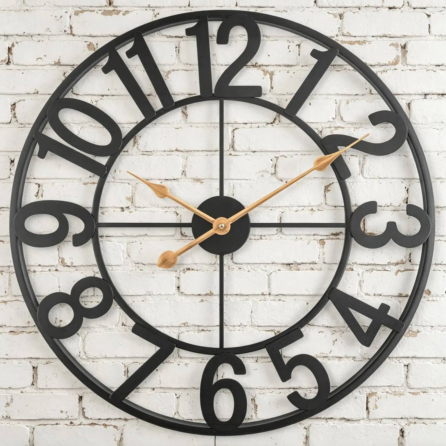 Outdoor Clock for Patio Waterproof, 14 Inch Large Outdoor Wall Clock Battery Operated, Silent Non-Ticking Metal Garden Clock for Pool, Porch, Backyard, Fence – Black Vintage Farmhouse Decor