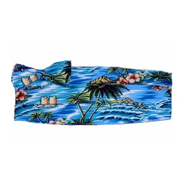 Tropical Ocean Blue Novelty Cummerbund and Bow Tie Set