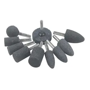 10Pcs/Set,4 Different Shapes Abrasive Grinding Stone Rotary Accessories Head Mounted Stone Point Abrasive Grinding Wheels Bit Set with 1/ 4" (6mm) Mandrel for Rotary Tools tool kit set