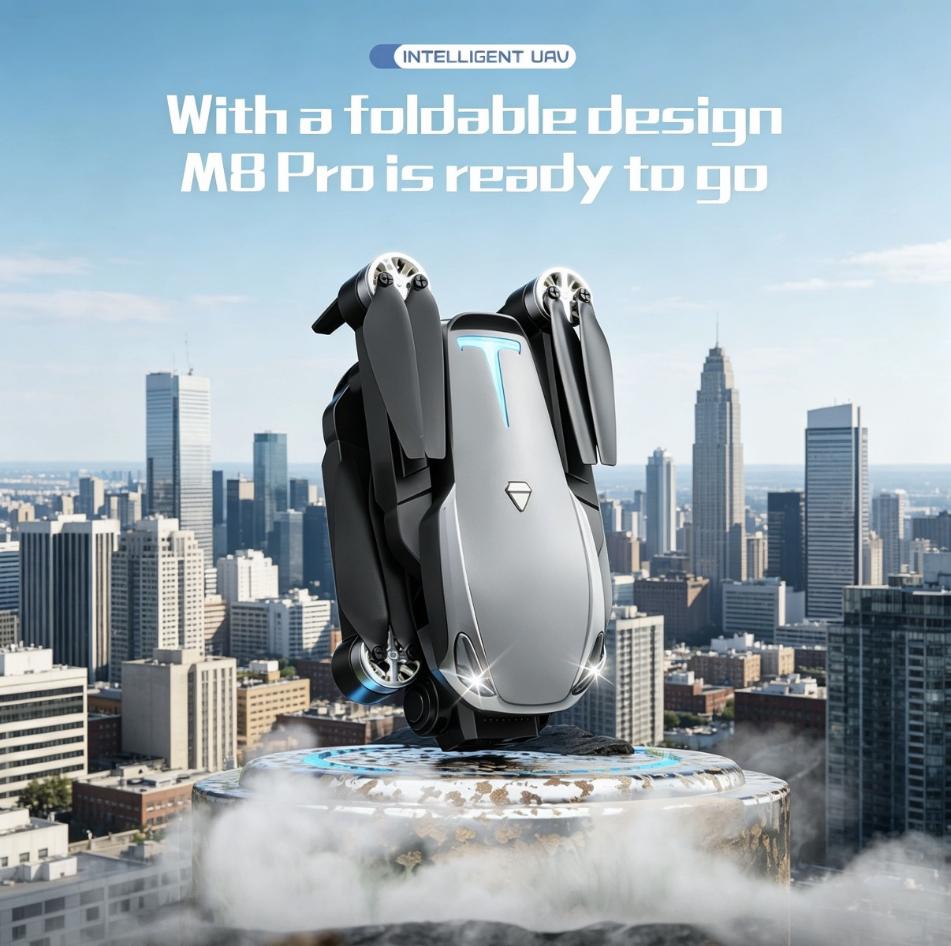 Aerial Drone M8 Pro 2026 - GPS Positioning, 4K UHD EISCamera, 5G WiFi FPV, Brushless Motors, Optical Flow Hover,Intelligent Obstacle Avoidance, Auto Return, 360° Stunt Roll,Two Batteries