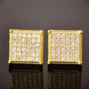11MM Square Screw Back Stud Earring Iced Out Cubic Zirconia Men Women Earring Hip Hop Jewelry Best Gift Holiday