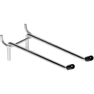 10 Pcs 6 Inch Heavy Duty Double Pegboard Hooks with Rubber Tipped, Fit 1/4" Hole, Utility Pegboard Accessories for Hanging Tools Bags and More
