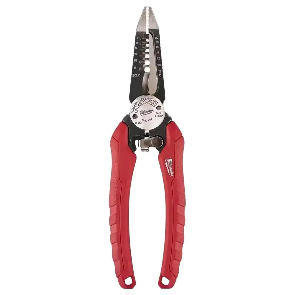 7.75 in. Combination Electricians 6-in-1 Wire Stripper/Cutter Pliers - Metal Construction, Compact Design, Versatile Use for Electricians